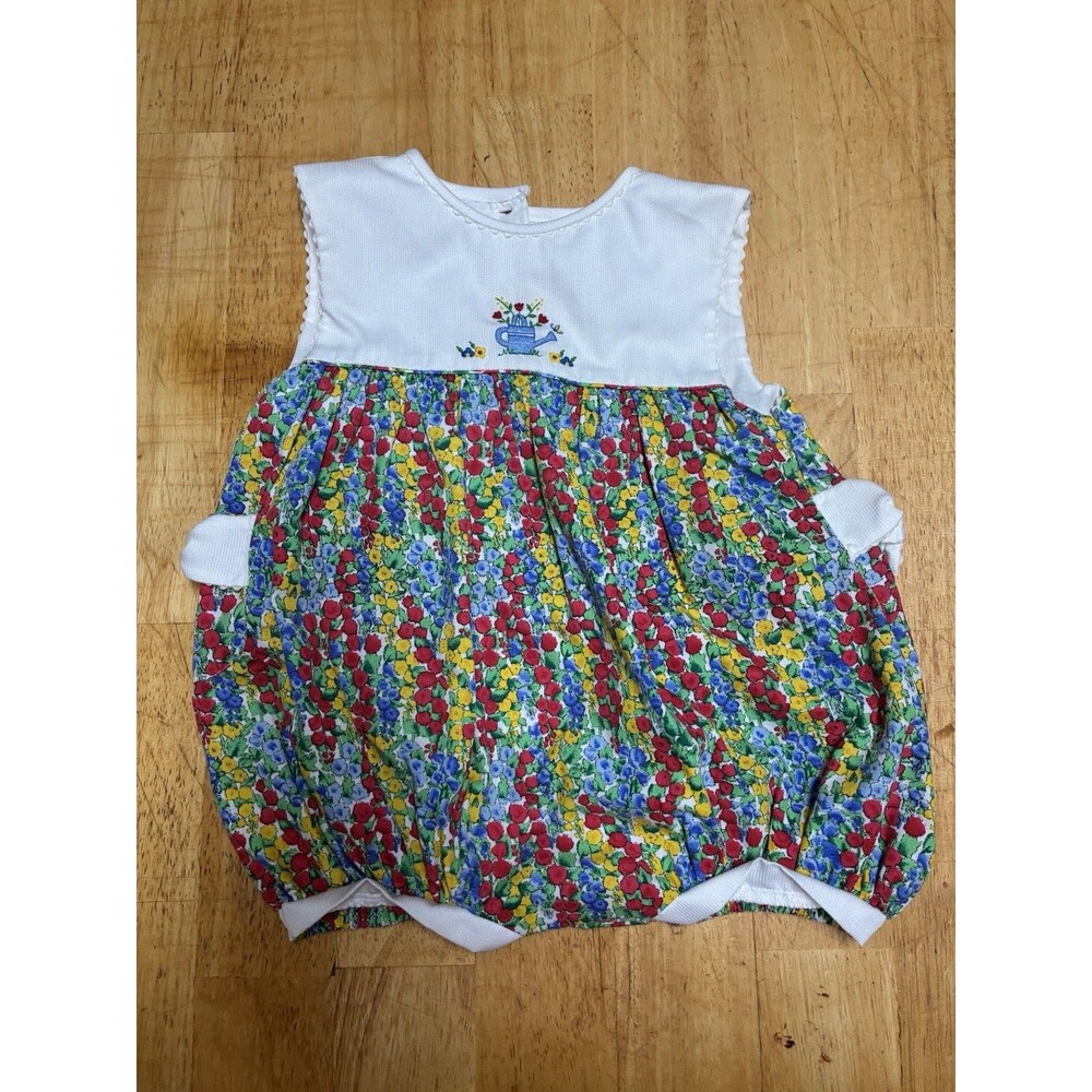 Vintage Petit Ami Cottagecore Baby 9 Month Floral Sleeveless Romper